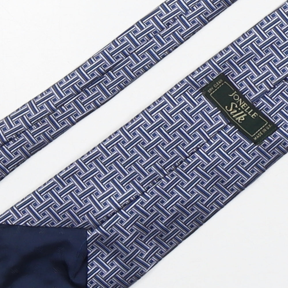 Jonelle Mens Blue Geometric Silk Pointed Tie One Size