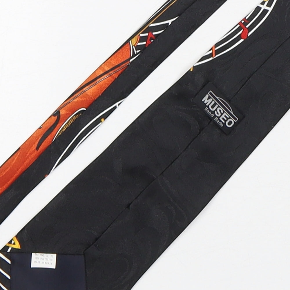 Museo Mens Multicoloured Geometric Polyester Pointed Tie One Size - Music Notes