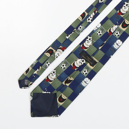 Marks and Spencer Mens Multicoloured Plaids & Checks Polyester Pointed Tie One Size - Football