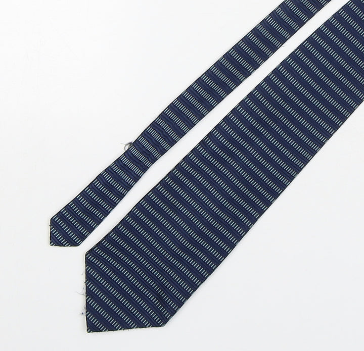 Debenhams Mens Blue Striped Polyester Pointed Tie One Size