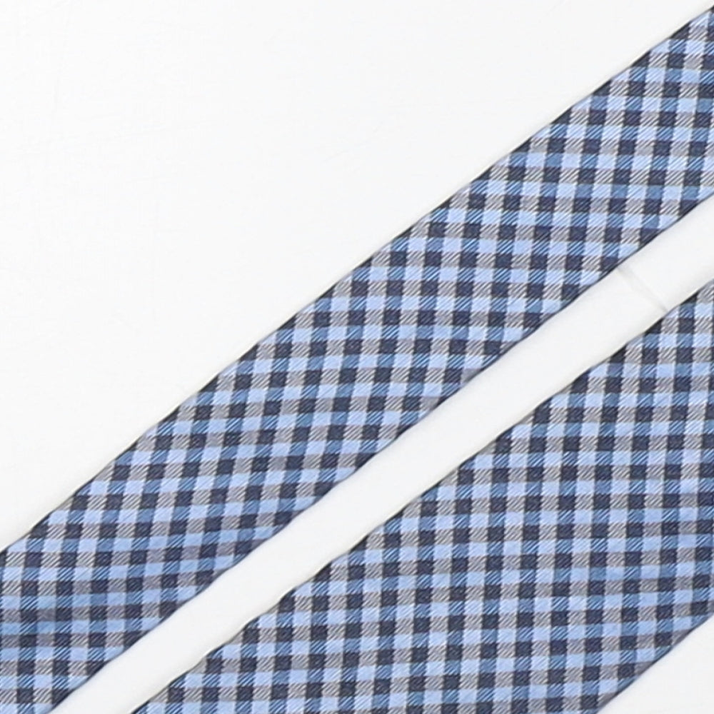 Pierre Cardin  Mens Blue Plaids & Checks Silk Pointed Tie One Size