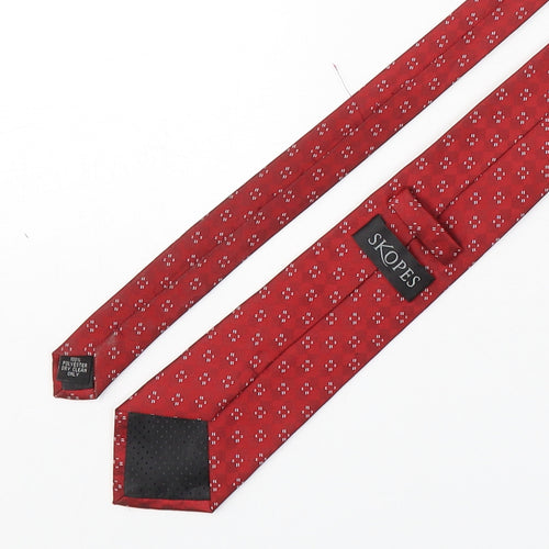 Skopes Mens Red Plaids & Checks Polyester Pointed Tie One Size