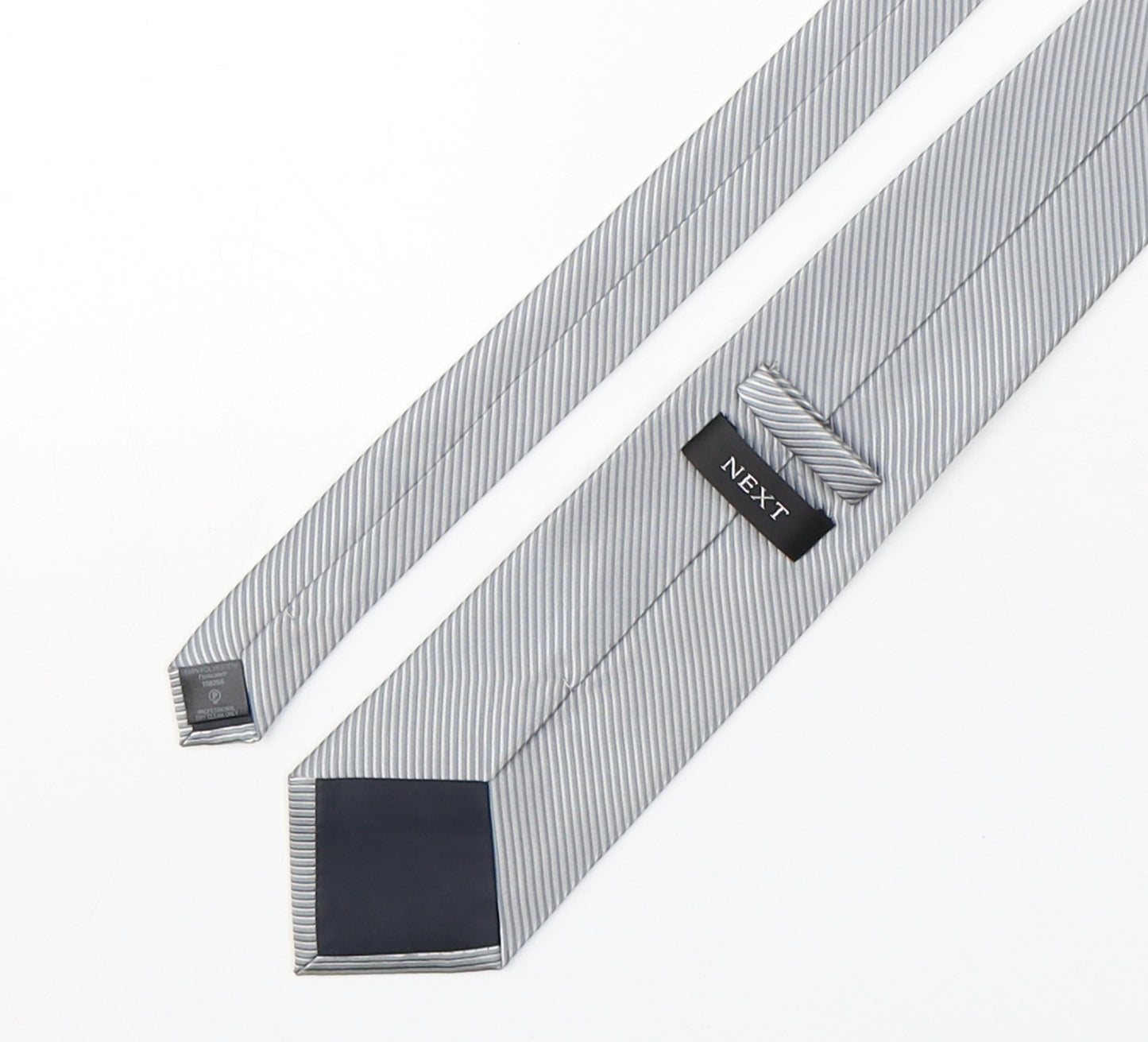 NEXT Mens Silver Striped Polyester Pointed Tie One Size