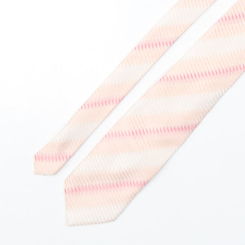 Double TWO Mens Pink Striped Polyester Pointed Tie One Size