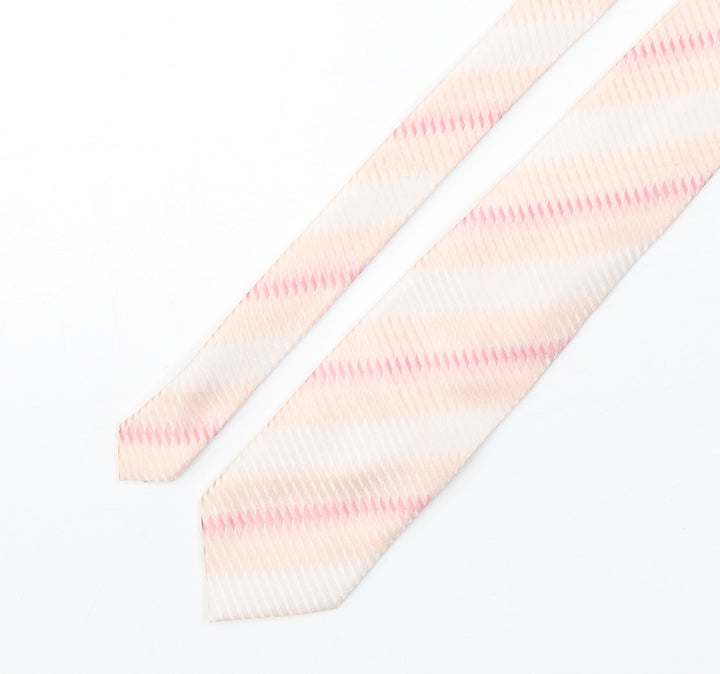 Double TWO Mens Pink Striped Polyester Pointed Tie One Size