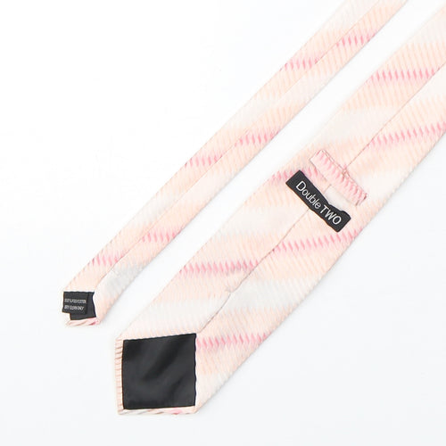 Double TWO Mens Pink Striped Polyester Pointed Tie One Size