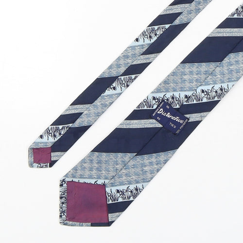 Distinctive Mens Blue Geometric Polyester Pointed Tie One Size