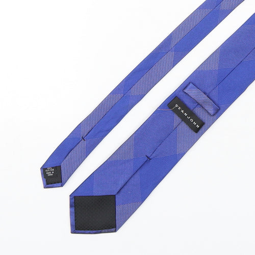 Sean John Mens Blue Plaids & Checks Silk Pointed Tie One Size