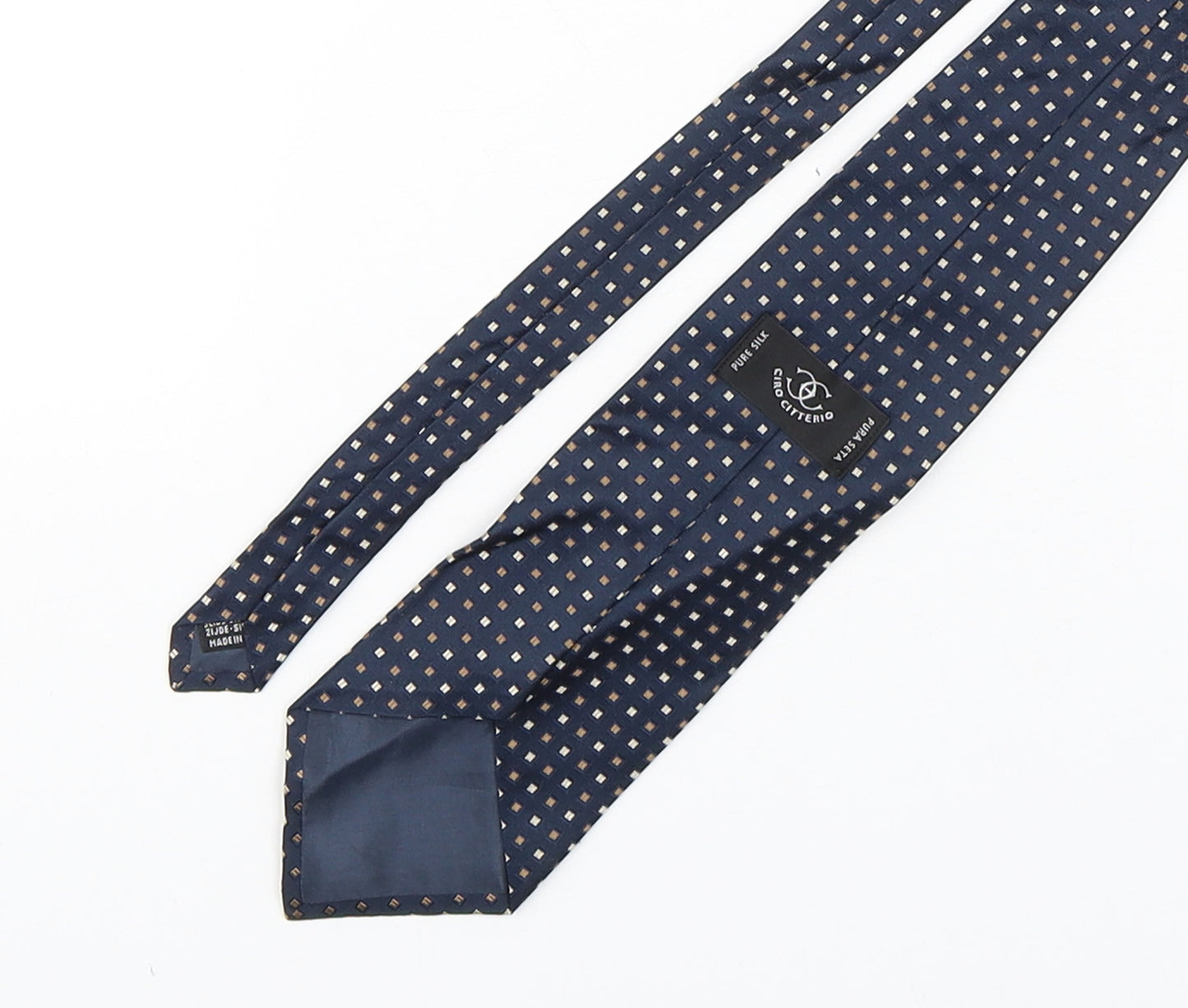 Ciro Citterio Mens Blue Geometric Silk Pointed Tie One Size