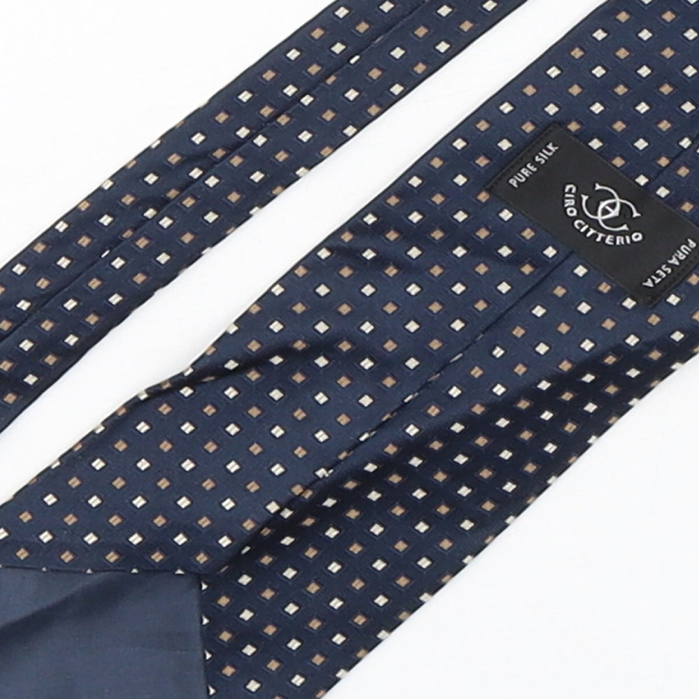Ciro Citterio Mens Blue Geometric Silk Pointed Tie One Size