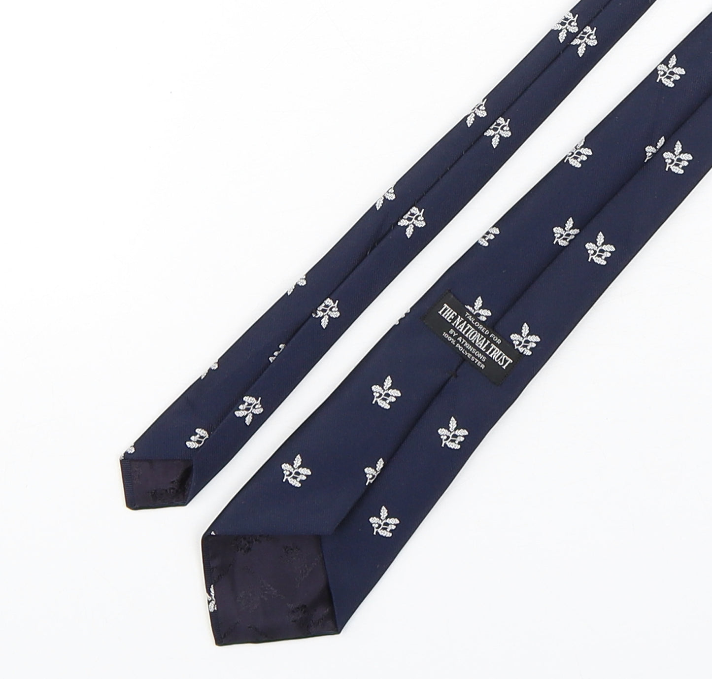 The National Trust Mens Blue Floral Polyester Pointed Tie One Size