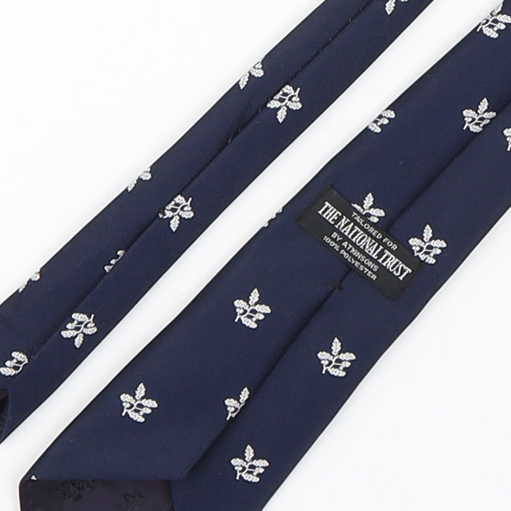 The National Trust Mens Blue Floral Polyester Pointed Tie One Size