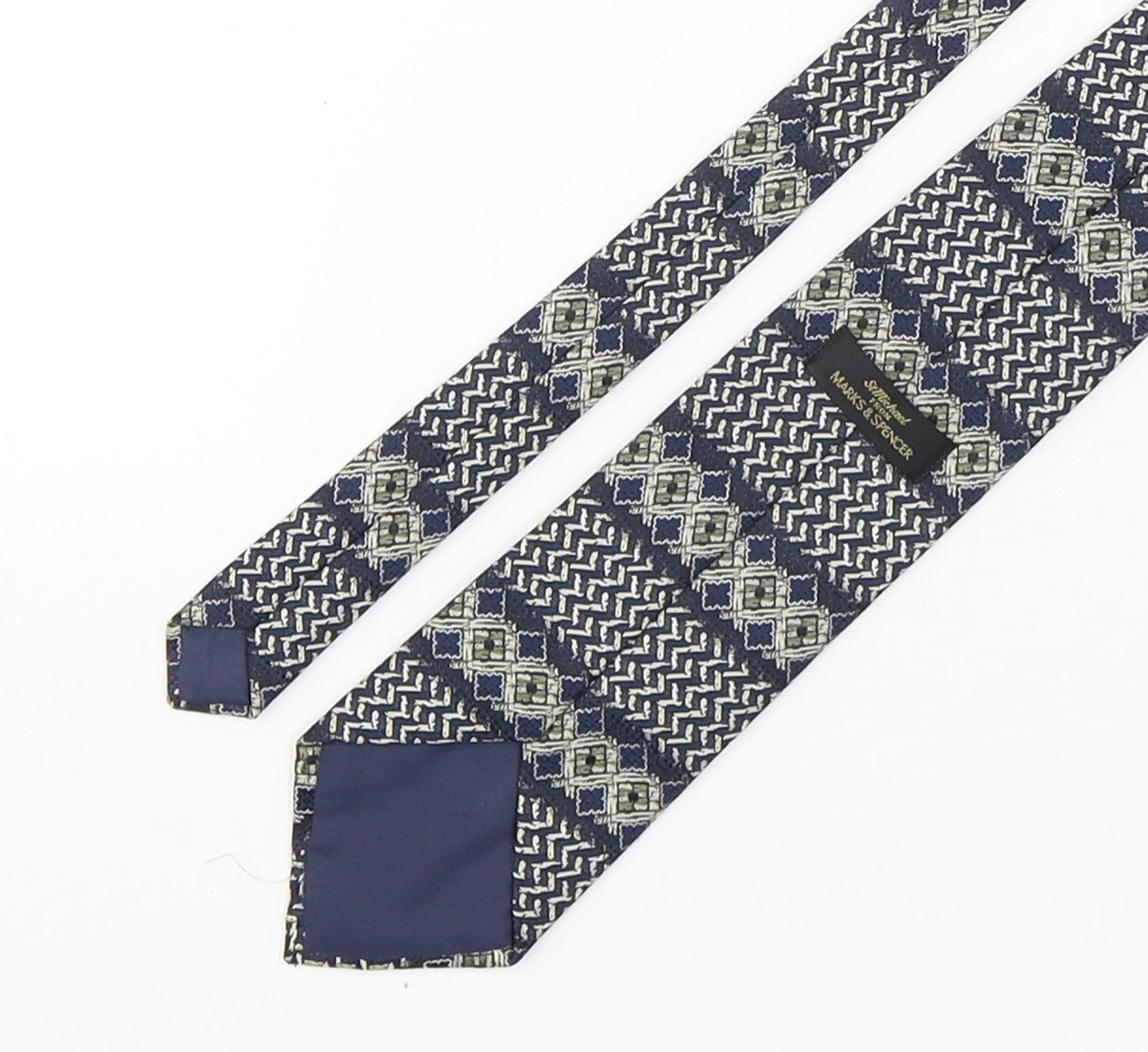 Marks and Spencer Mens Multicoloured Geometric Silk Pointed Tie One Size