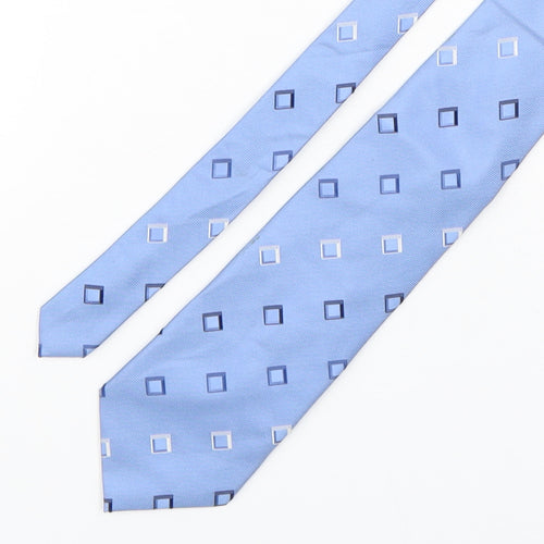 Loxley Mens Blue Geometric Silk Pointed Tie One Size