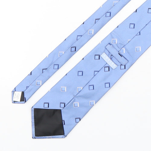 Loxley Mens Blue Geometric Silk Pointed Tie One Size