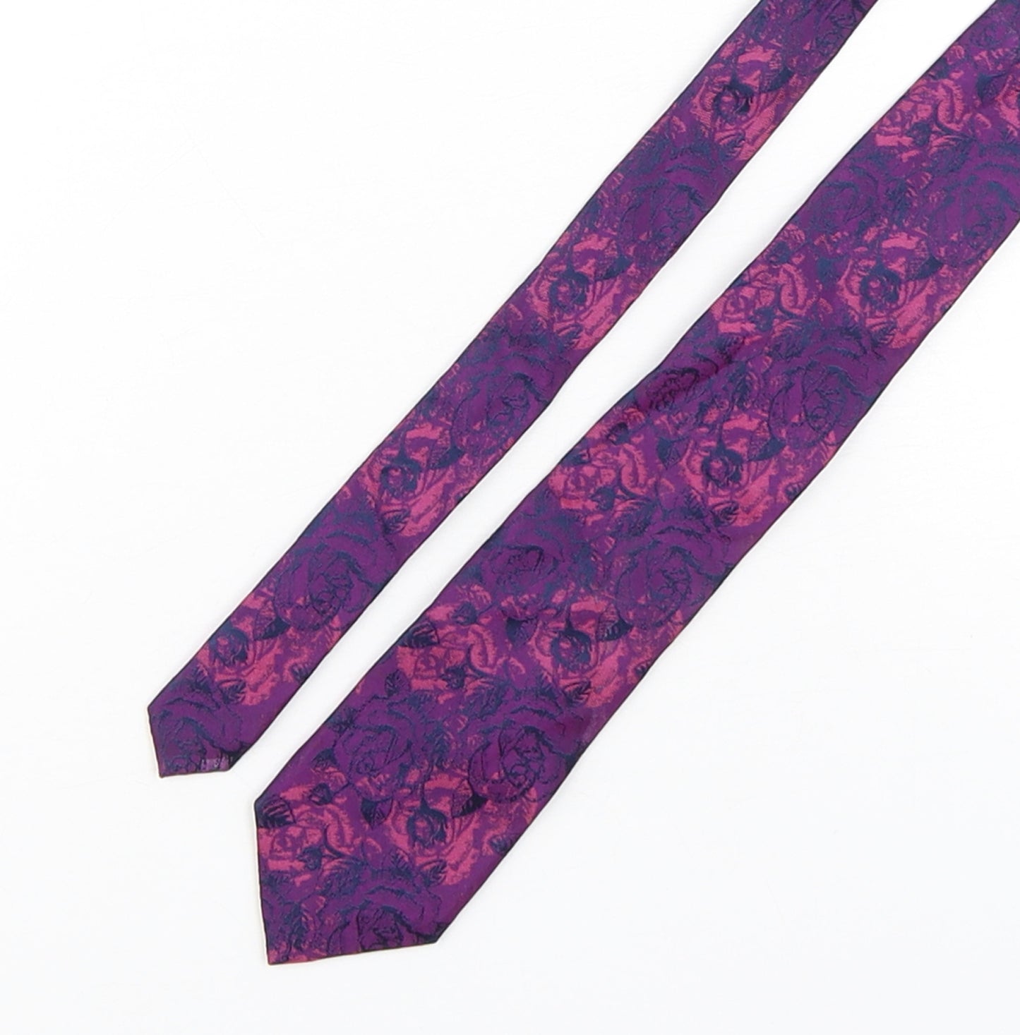 Alexandre Mens Purple Floral Silk Pointed Tie One Size