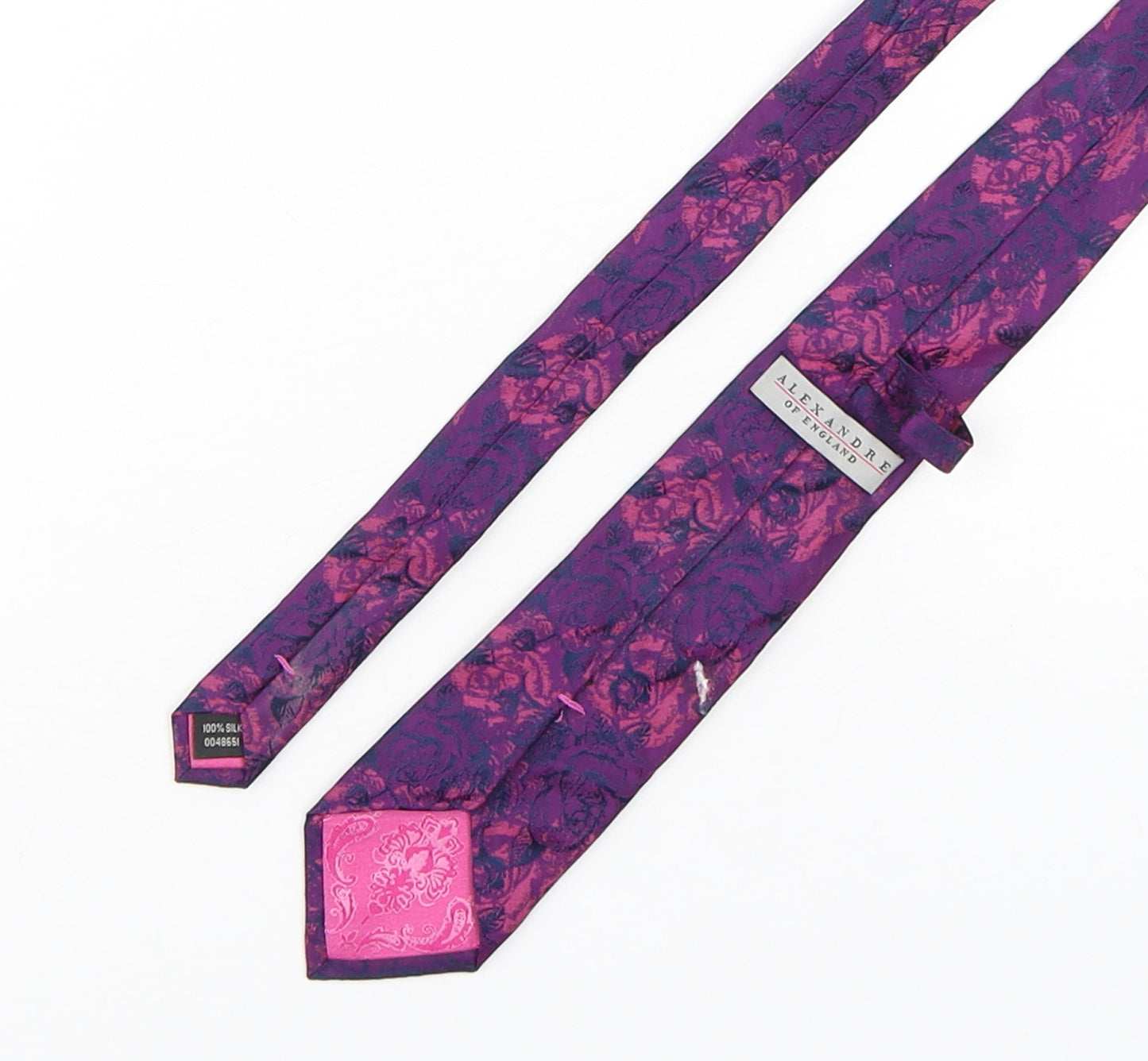 Alexandre Mens Purple Floral Silk Pointed Tie One Size