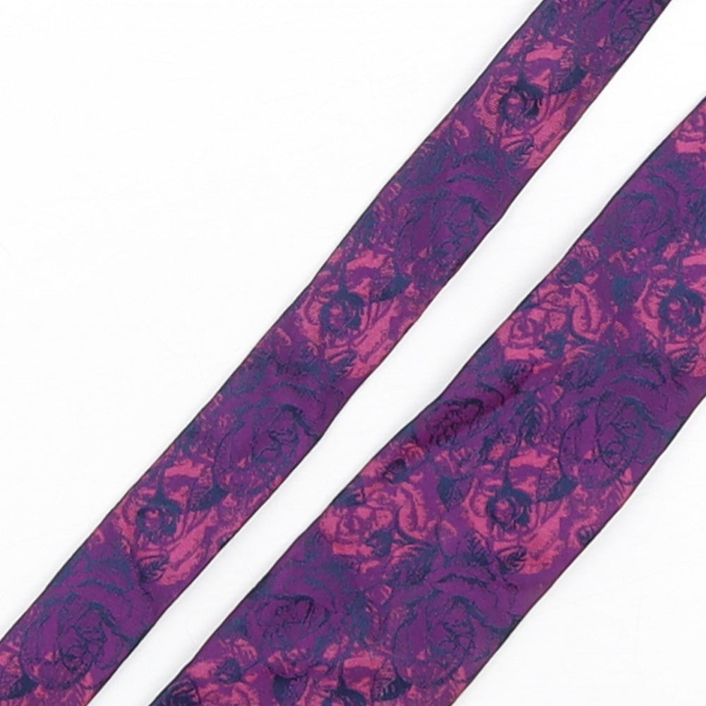 Alexandre Mens Purple Floral Silk Pointed Tie One Size