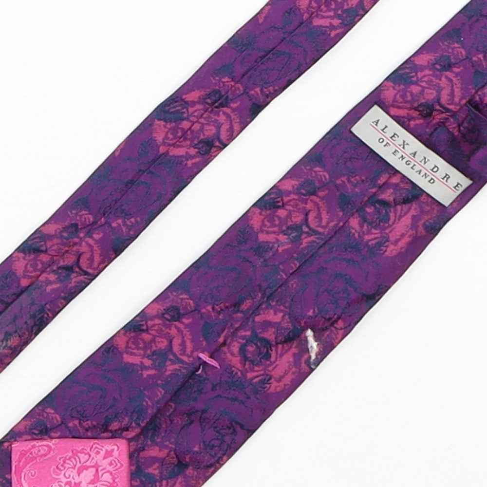 Alexandre Mens Purple Floral Silk Pointed Tie One Size