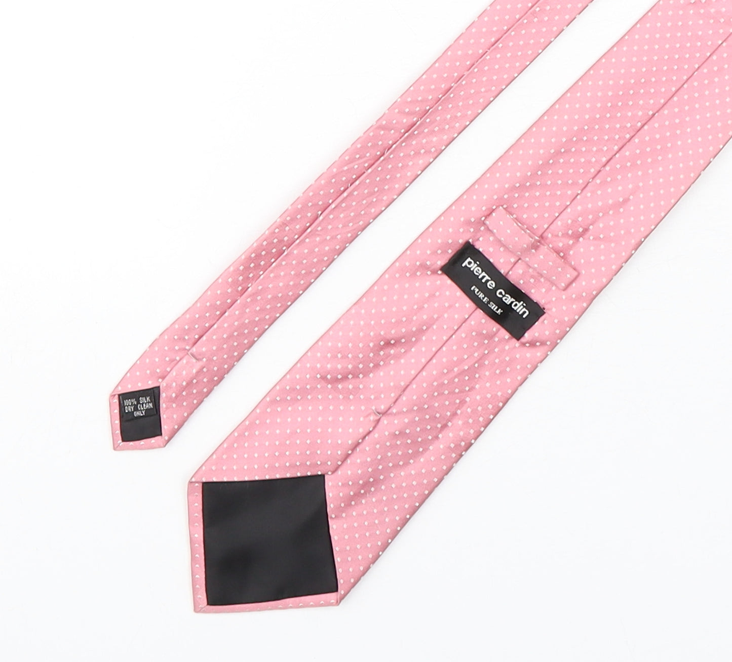 Pierre Cardin  Mens Pink Polka Dot Silk Pointed Tie One Size