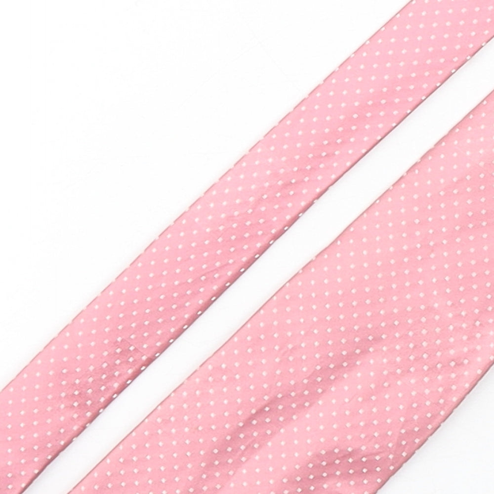 Pierre Cardin  Mens Pink Polka Dot Silk Pointed Tie One Size