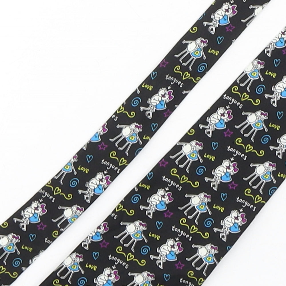 Purple Ronnie  Mens Multicoloured Geometric Polyester Pointed Tie One Size - Kissing Print