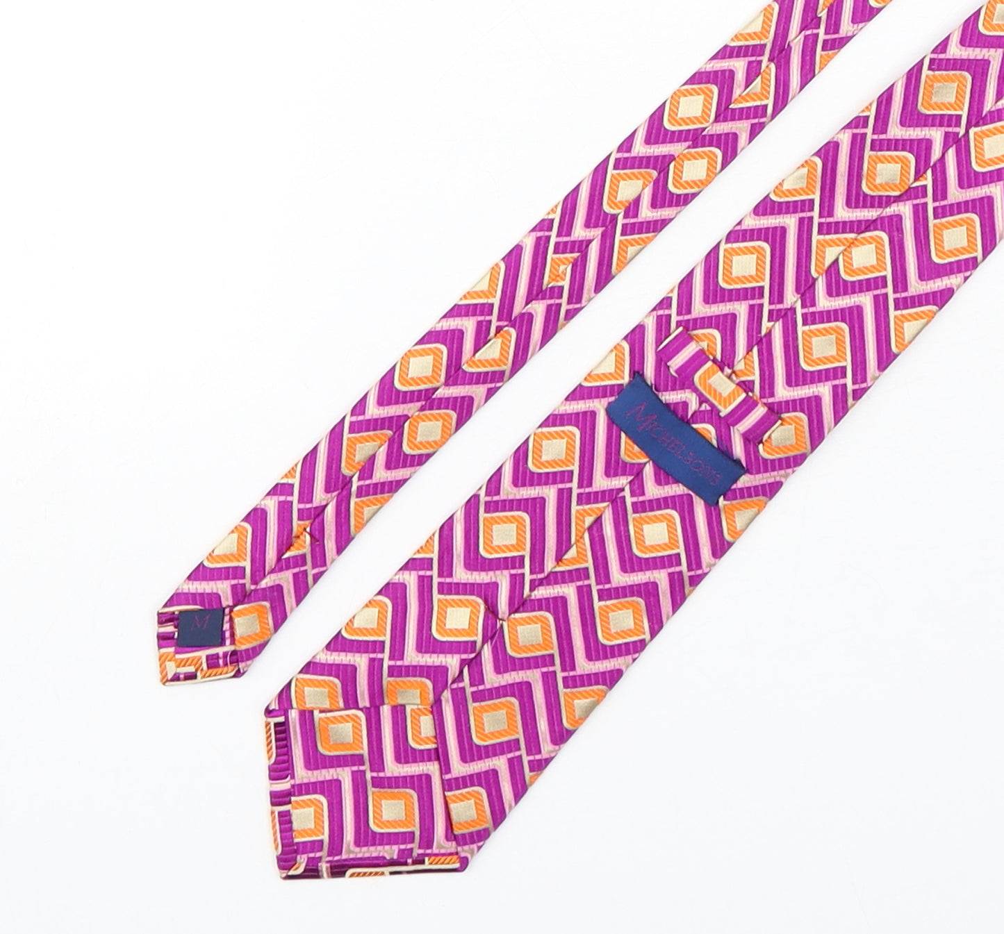 Michelsons Mens Multicoloured Geometric Silk Pointed Tie One Size