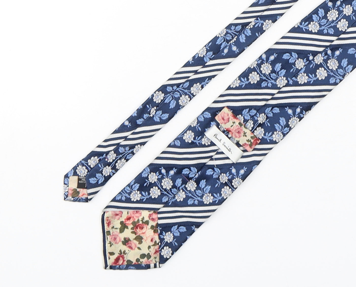 Paul Smith  Mens Blue Floral Silk Pointed Tie One Size