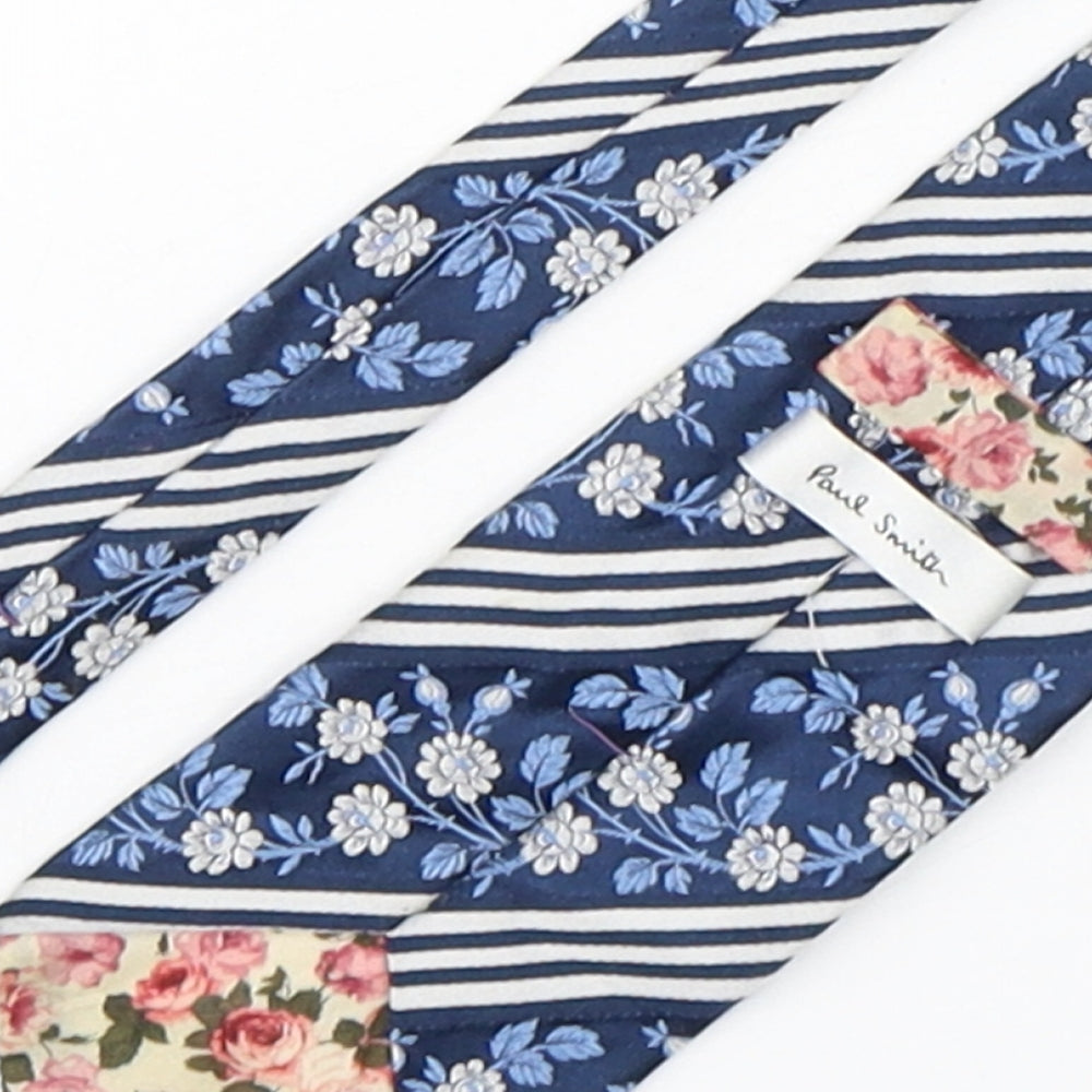 Paul Smith  Mens Blue Floral Silk Pointed Tie One Size