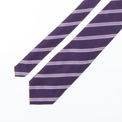 Greenwoods Mens Purple Striped Polyester Pointed Tie One Size