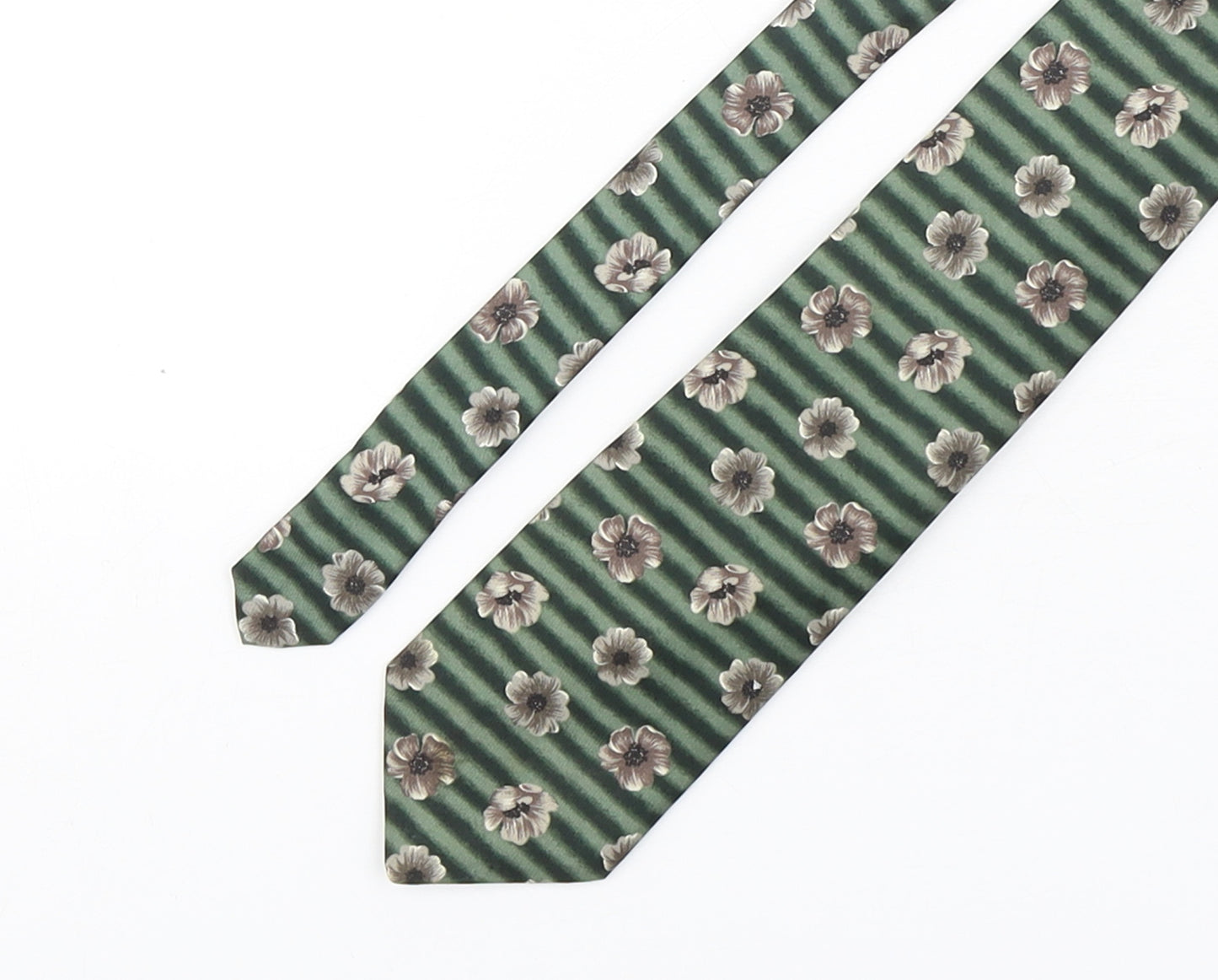 Marks and Spencer Mens Green Floral Silk Pointed Tie One Size