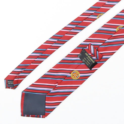 AW Matthews Mens Multicoloured Striped Polyester Pointed Tie One Size