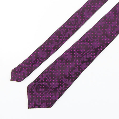 Greenwoods Mens Purple Polka Dot Polyester Pointed Tie One Size