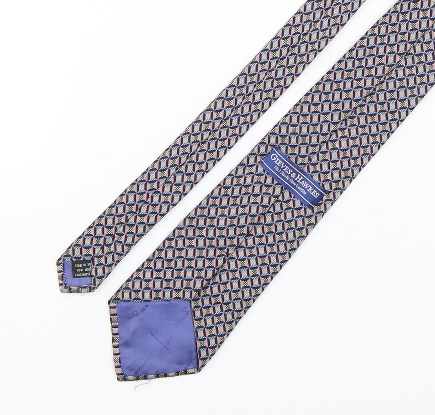 Gieves & Hawkes Mens Multicoloured Geometric Silk Pointed Tie One Size