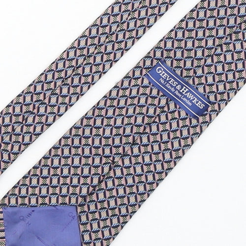 Gieves & Hawkes Mens Multicoloured Geometric Silk Pointed Tie One Size