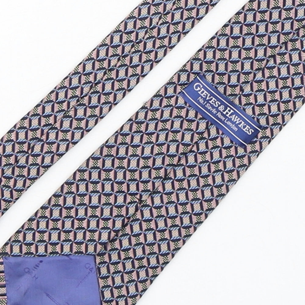 Gieves & Hawkes Mens Multicoloured Geometric Silk Pointed Tie One Size