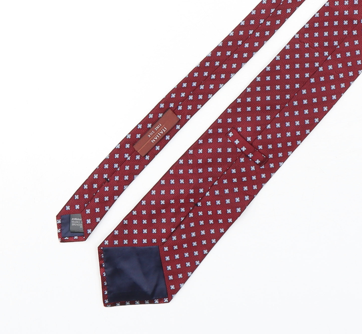 Marks and Spencer Mens Red Floral Silk Pointed Tie One Size