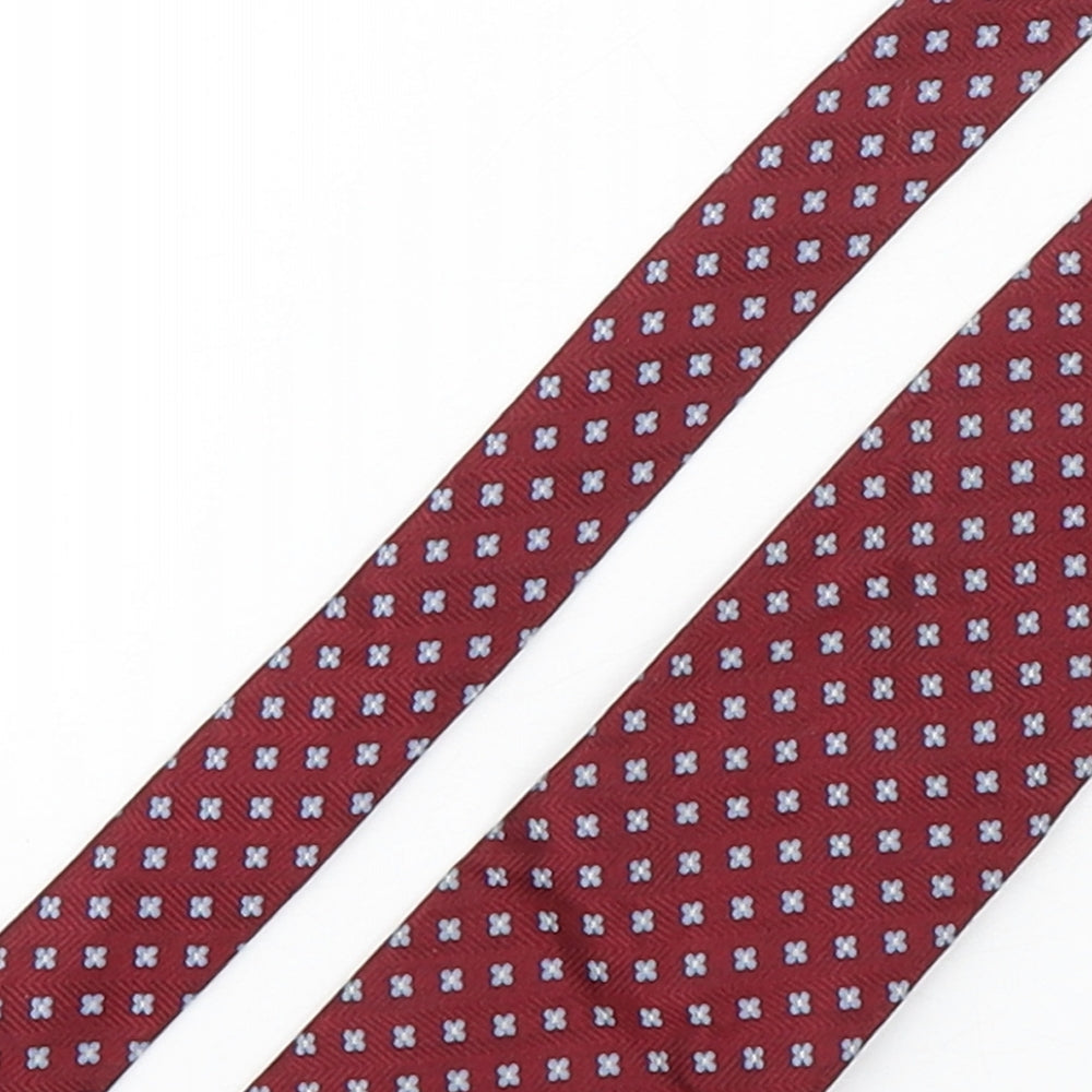 Marks and Spencer Mens Red Floral Silk Pointed Tie One Size
