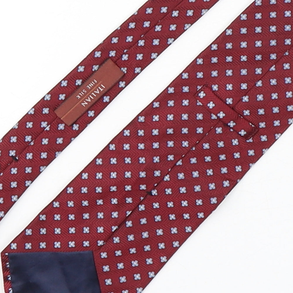 Marks and Spencer Mens Red Floral Silk Pointed Tie One Size