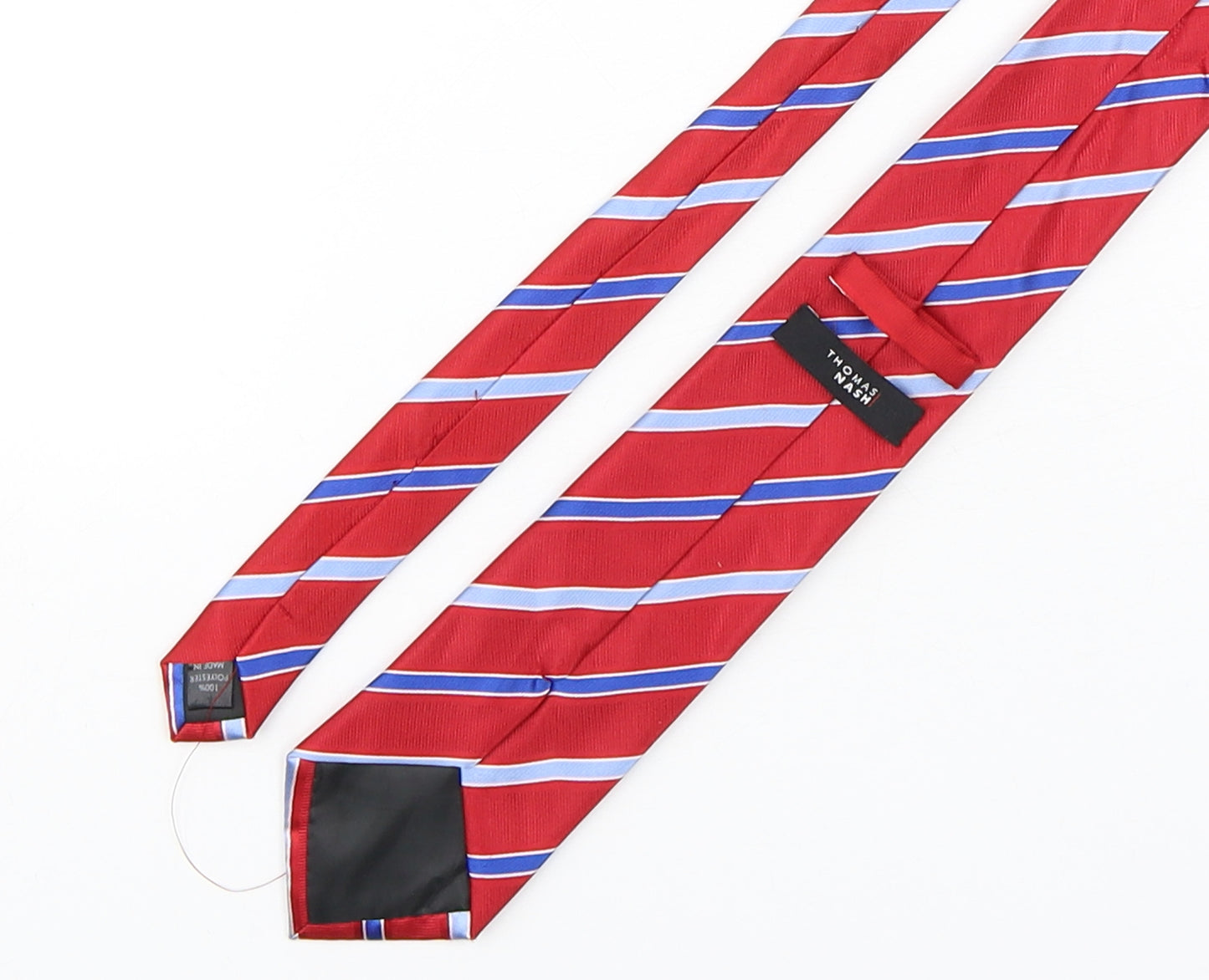 Thomas Nash Mens Multicoloured Striped Polyester Pointed Tie One Size