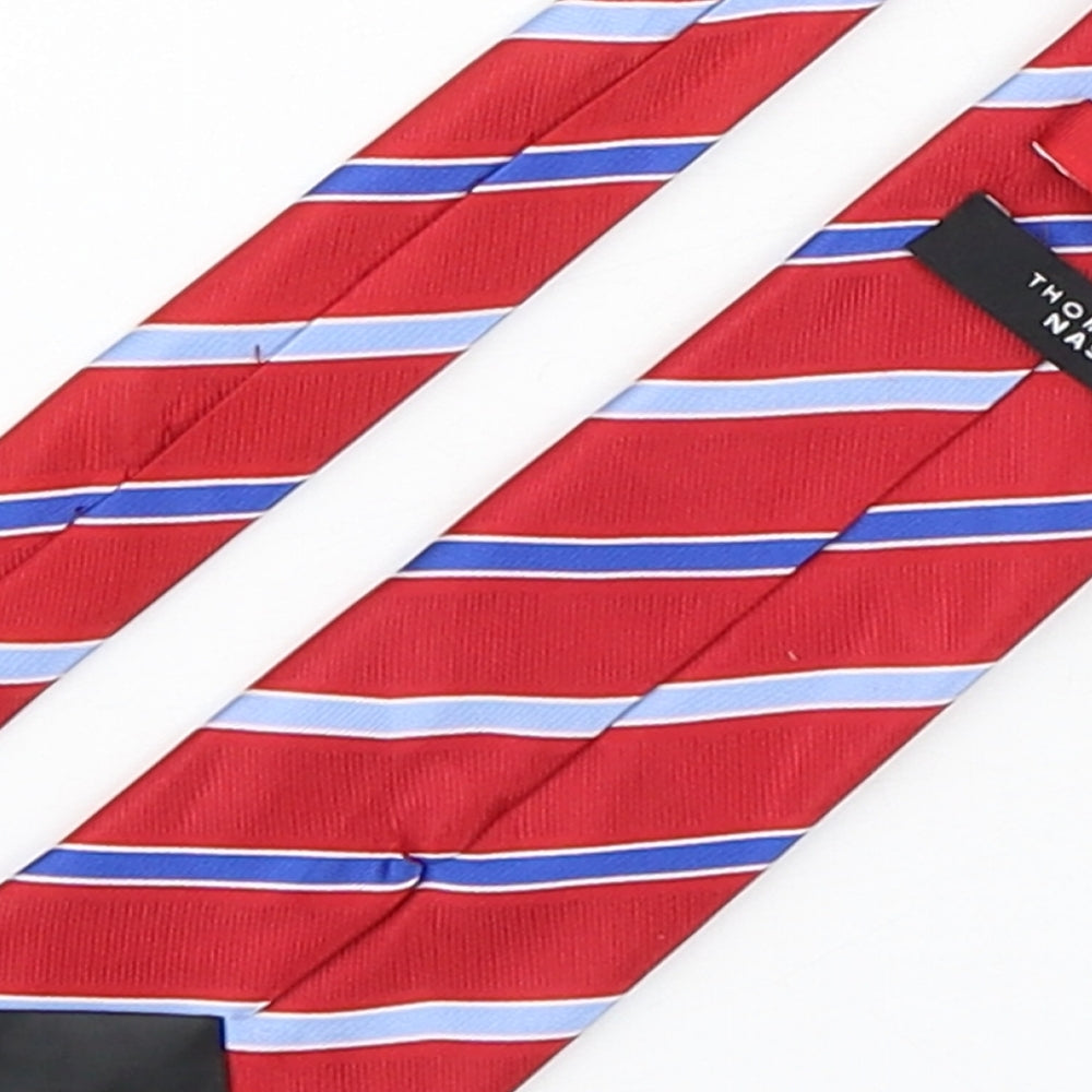 Thomas Nash Mens Multicoloured Striped Polyester Pointed Tie One Size