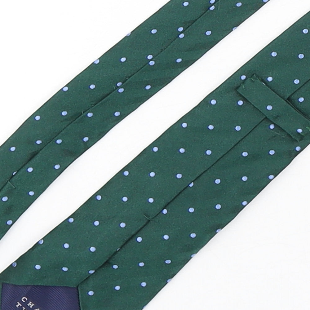 Charles Tyrwhitt Mens Green Polka Dot Silk Pointed Tie One Size