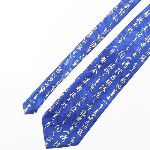 Gold City Mens Blue Geometric Polyester Pointed Tie One Size