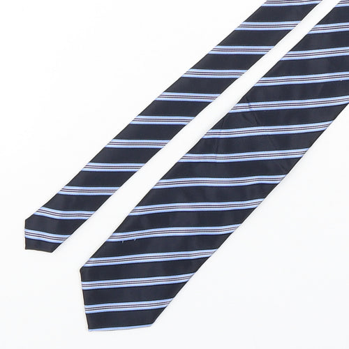 BHS Mens Blue Striped Polyester Pointed Tie One Size