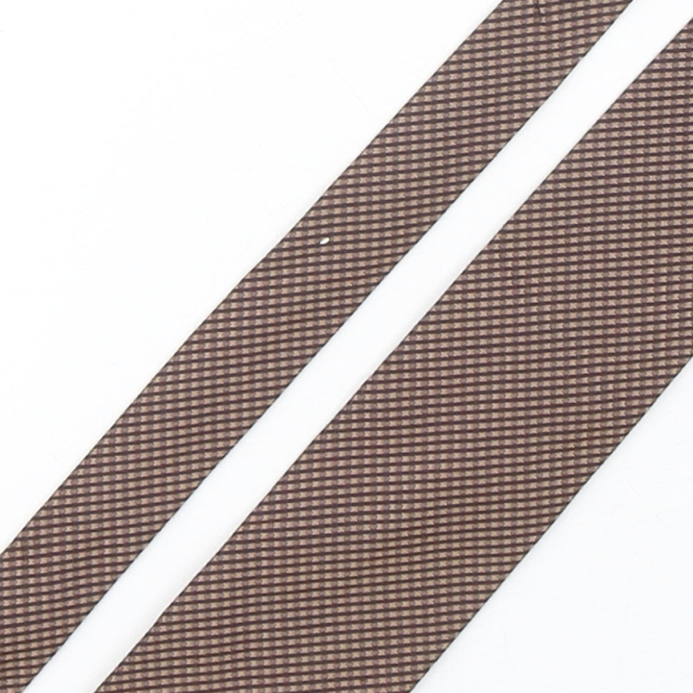 Collezione Mens Brown Geometric Silk Pointed Tie One Size