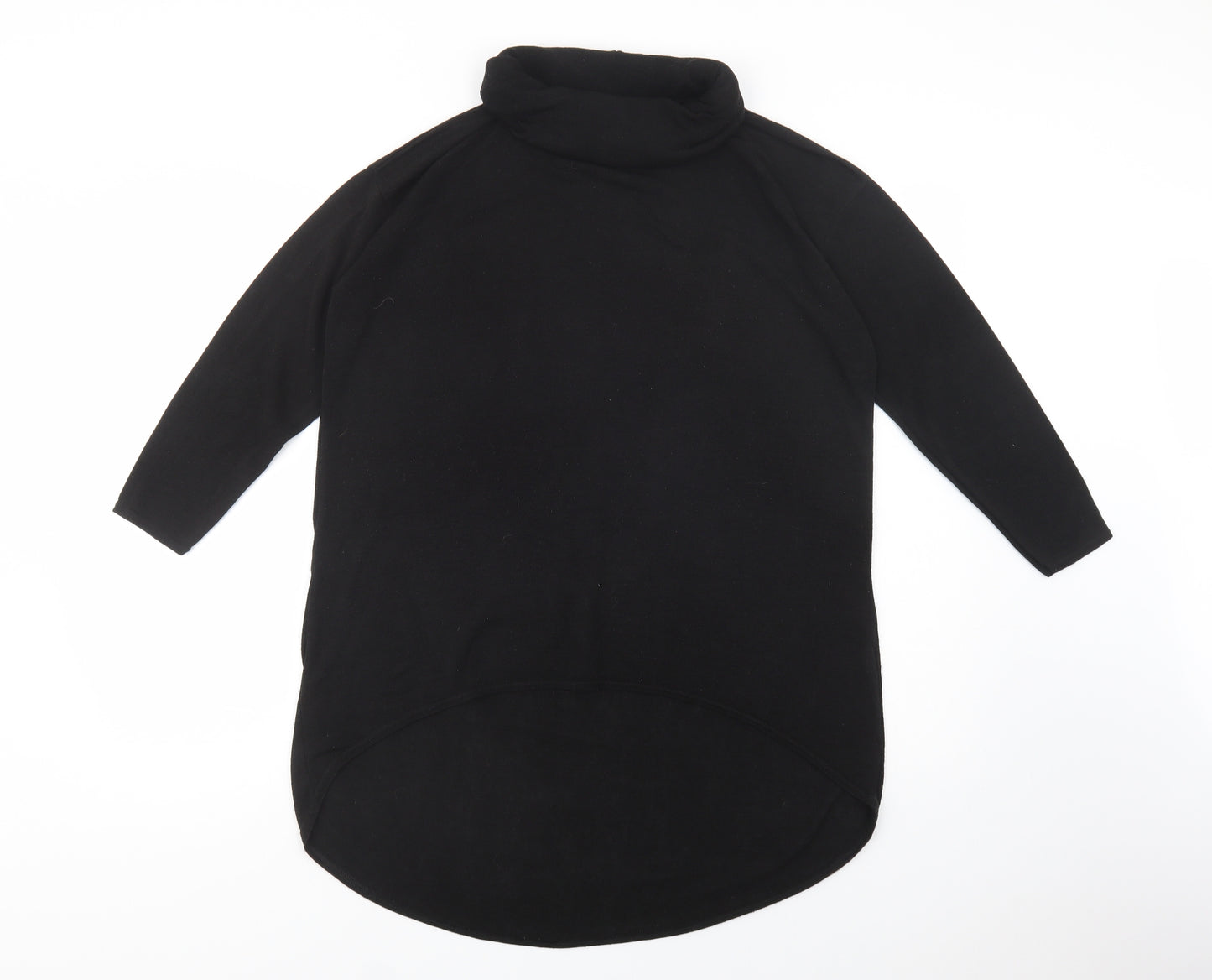 River Island Womens Black Roll Neck  Polyester Tunic Jumper Size 12