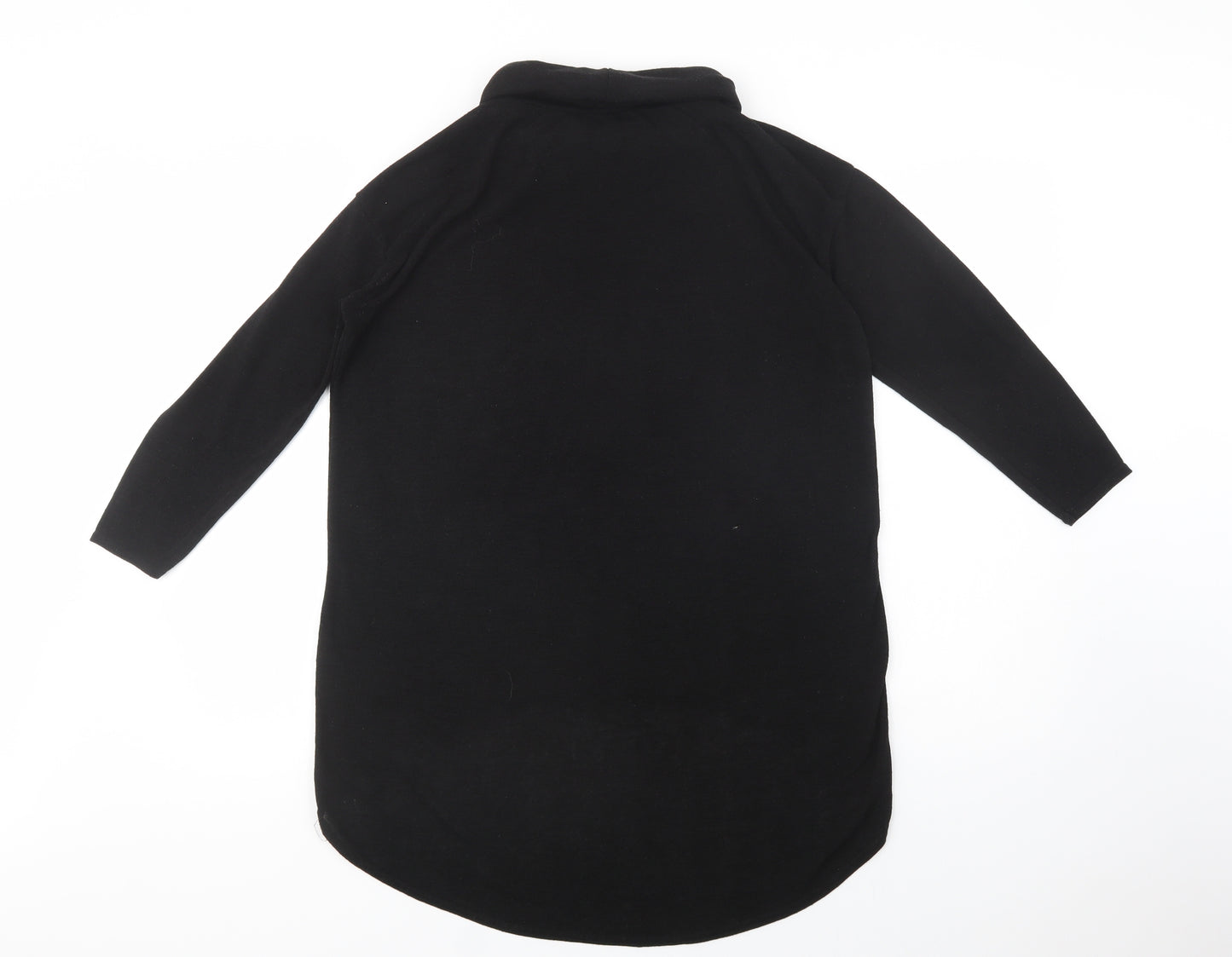 River Island Womens Black Roll Neck  Polyester Tunic Jumper Size 12