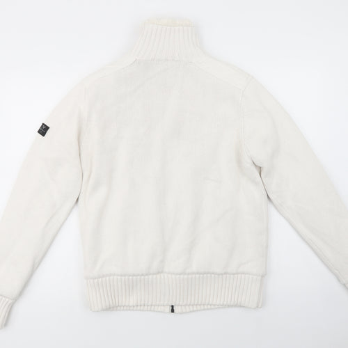 Firetrap Mens White   Jacket Coatigan Size S  Zip - Fluffy Lining