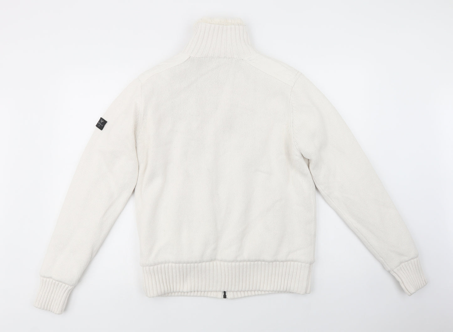 Firetrap Mens White   Jacket Coatigan Size S  Zip - Fluffy Lining