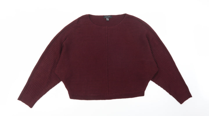 New Look Womens Purple Crew Neck Acrylic Pullover Jumper Size S